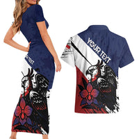 Personalized Panama Couples Matching Short Sleeve Bodycon Dress and Hawaiian Shirt Harpy Eagle Bird Grunge Style