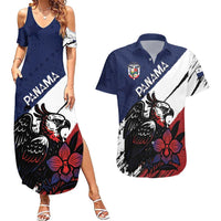 Personalized Panama Couples Matching Summer Maxi Dress and Hawaiian Shirt Harpy Eagle Bird Grunge Style