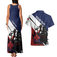 Personalized Panama Couples Matching Tank Maxi Dress and Hawaiian Shirt Harpy Eagle Bird Grunge Style