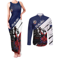 Personalized Panama Couples Matching Tank Maxi Dress and Long Sleeve Button Shirt Harpy Eagle Bird Grunge Style