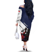 Personalized Panama Family Matching Off The Shoulder Long Sleeve Dress and Hawaiian Shirt Harpy Eagle Bird Grunge Style