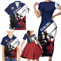 Personalized Panama Family Matching Short Sleeve Bodycon Dress and Hawaiian Shirt Harpy Eagle Bird Grunge Style