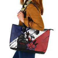 Panama Leather Tote Bag Harpy Eagle Bird Grunge Style