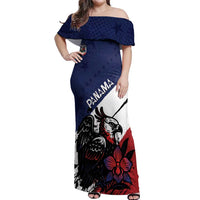 Personalized Panama Off Shoulder Maxi Dress Harpy Eagle Bird Grunge Style