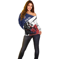 Personalized Panama Off Shoulder Sweater Harpy Eagle Bird Grunge Style