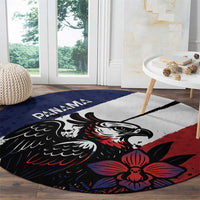 Panama Round Carpet Harpy Eagle Bird Grunge Style