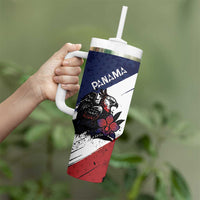 Personalized Panama Tumbler With Handle Harpy Eagle Bird Grunge Style