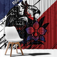 Panama Window Curtain Harpy Eagle Bird Grunge Style