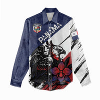 Personalized Panama Women Casual Shirt Harpy Eagle Bird Grunge Style