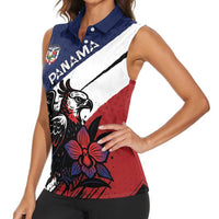 Personalized Panama Women Sleeveless Polo Shirt Harpy Eagle Bird Grunge Style