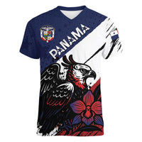 Personalized Panama Women V-Neck T-Shirt Harpy Eagle Bird Grunge Style