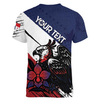 Personalized Panama Women V-Neck T-Shirt Harpy Eagle Bird Grunge Style