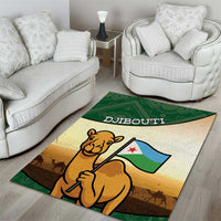 Djibouti Area Rug Camel Holding Jabuuti Flag