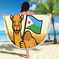Djibouti Beach Blanket Camel Holding Jabuuti Flag