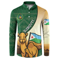 Personalized Djibouti Button Sweatshirt Camel Holding Jabuuti Flag