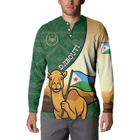 Personalized Djibouti Button Sweatshirt Camel Holding Jabuuti Flag