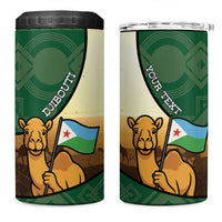 Personalized Djibouti 4 in 1 Can Cooler Tumbler Camel Holding Jabuuti Flag