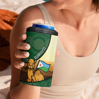 Personalized Djibouti 4 in 1 Can Cooler Tumbler Camel Holding Jabuuti Flag