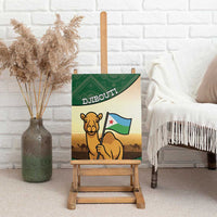 Djibouti Canvas Wall Art Camel Holding Jabuuti Flag