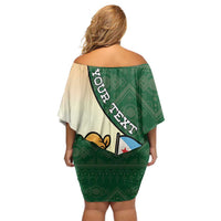 Personalized Djibouti Family Matching Off Shoulder Short Dress and Hawaiian Shirt Camel Holding Jabuuti Flag