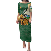 Personalized Djibouti Family Matching Puletasi and Hawaiian Shirt Camel Holding Jabuuti Flag