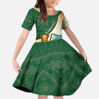 Personalized Djibouti Family Matching Short Sleeve Bodycon Dress and Hawaiian Shirt Camel Holding Jabuuti Flag