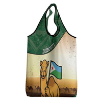 Djibouti Grocery Bag Camel Holding Jabuuti Flag