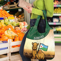 Djibouti Grocery Bag Camel Holding Jabuuti Flag