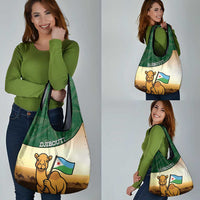 Djibouti Grocery Bag Camel Holding Jabuuti Flag