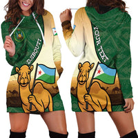 Personalized Djibouti Hoodie Dress Camel Holding Jabuuti Flag