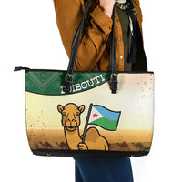 Djibouti Leather Tote Bag Camel Holding Jabuuti Flag