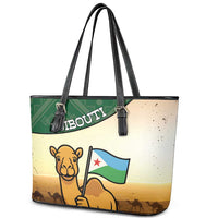 Djibouti Leather Tote Bag Camel Holding Jabuuti Flag