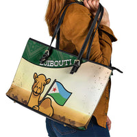 Djibouti Leather Tote Bag Camel Holding Jabuuti Flag