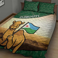 Djibouti Quilt Bed Set Camel Holding Jabuuti Flag