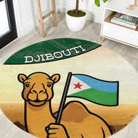 Djibouti Round Carpet Camel Holding Jabuuti Flag