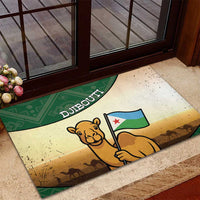 Djibouti Rubber Doormat Camel Holding Jabuuti Flag