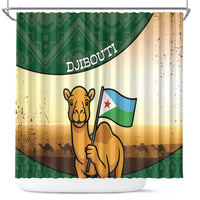 Djibouti Shower Curtain Camel Holding Jabuuti Flag