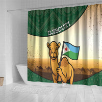 Djibouti Shower Curtain Camel Holding Jabuuti Flag