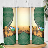 Personalized Djibouti Skinny Tumbler Camel Holding Jabuuti Flag
