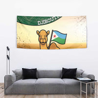 Djibouti Tapestry Camel Holding Jabuuti Flag