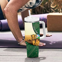 Personalized Djibouti Tumbler With Handle Camel Holding Jabuuti Flag