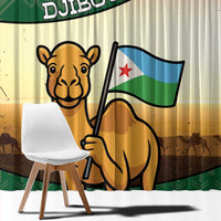 Djibouti Window Curtain Camel Holding Jabuuti Flag