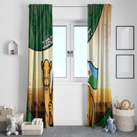 Djibouti Window Curtain Camel Holding Jabuuti Flag
