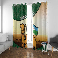 Djibouti Window Curtain Camel Holding Jabuuti Flag