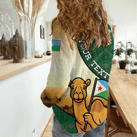 Personalized Djibouti Women Casual Shirt Camel Holding Jabuuti Flag