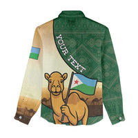 Personalized Djibouti Women Casual Shirt Camel Holding Jabuuti Flag