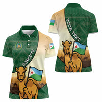 Personalized Djibouti Women Polo Shirt Camel Holding Jabuuti Flag