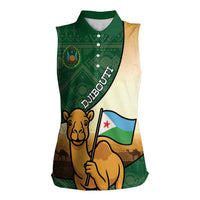 Personalized Djibouti Women Sleeveless Polo Shirt Camel Holding Jabuuti Flag