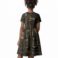 Egypt Deshret Crown Kid Short Sleeve Dress Ancient Mythology Pharaoh With Pschent