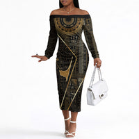 Egypt Deshret Crown Off The Shoulder Long Sleeve Dress Ancient Mythology Pharaoh With Pschent
